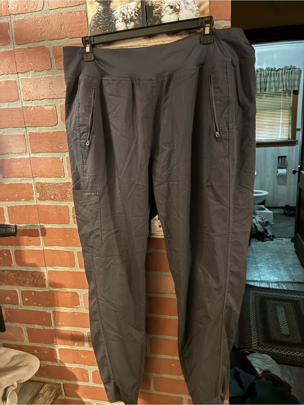 healing hands Charcoal Wide Leg Active Pants with Zipper Pockets